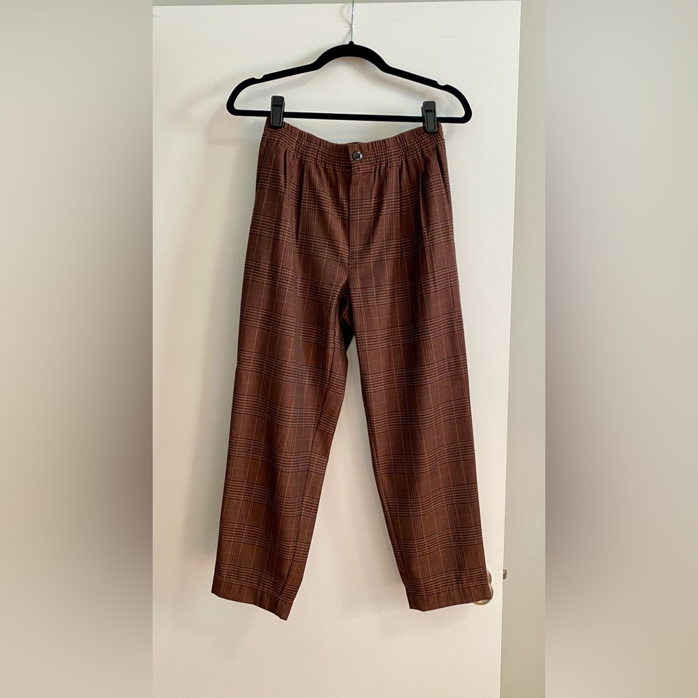 Madewell Pull-On High-Rise Tapered Pants in Plaid